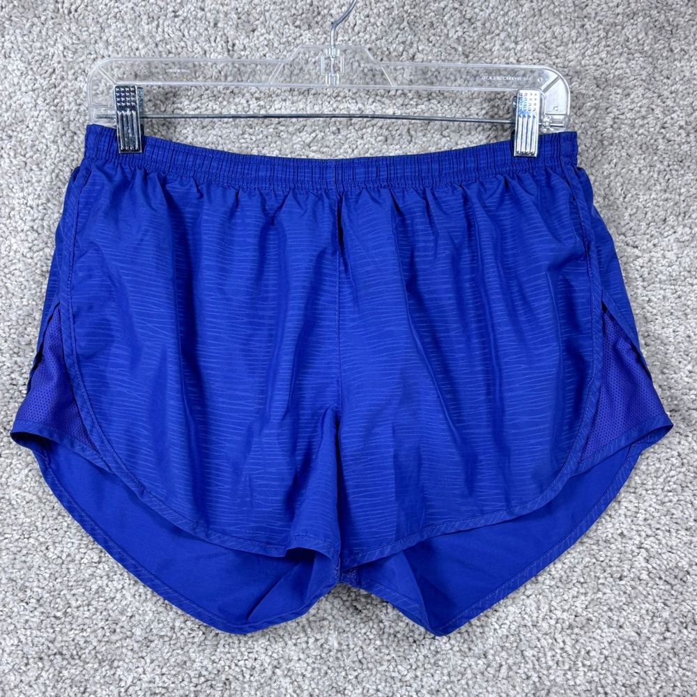 Nike Dri-FIT Tempo‎ Women Blue Tonal Stripe Running Shorts Size M Zip Pocket